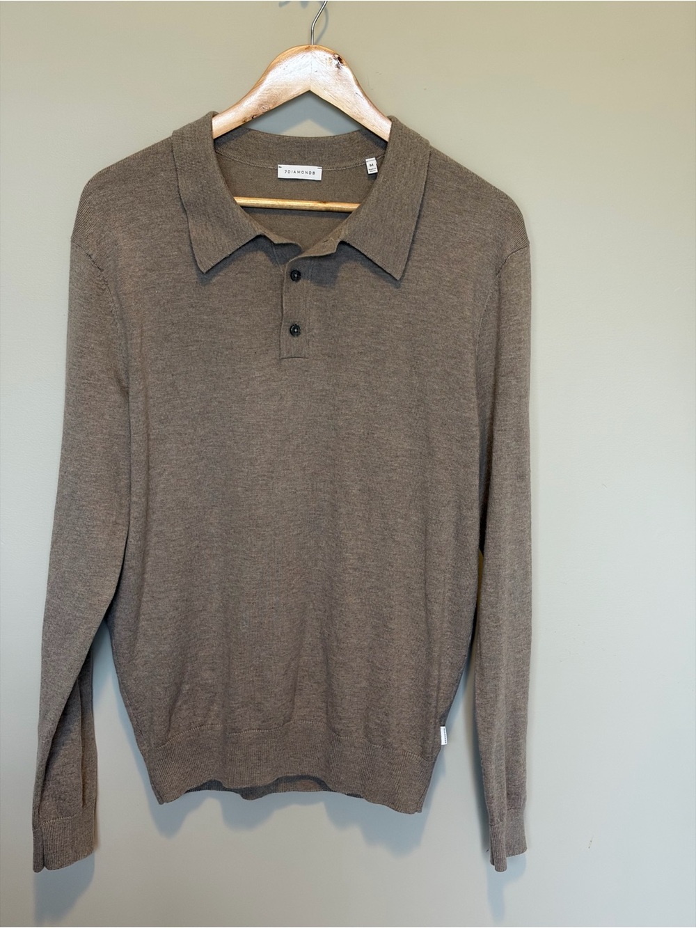 7 Diamonds Men's V-Neck Long-Sleeve Sweater in Taupe